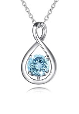 nice silver infinity pendant aquamarine birthstone baby necklace